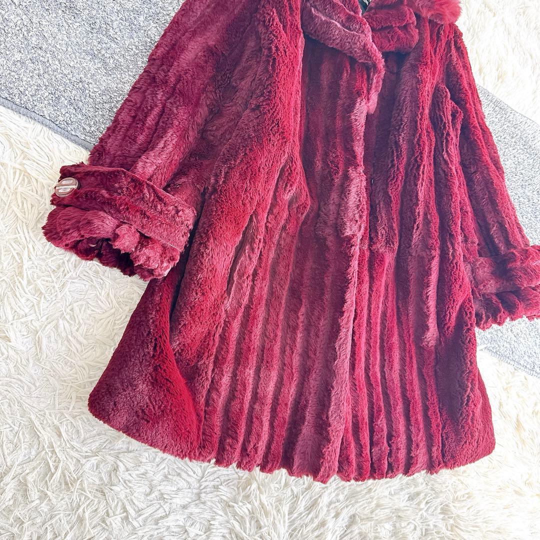 希少　オールド　ディオール　毛皮　コート　ミドル丈　ファー　シェアード　ボルドー