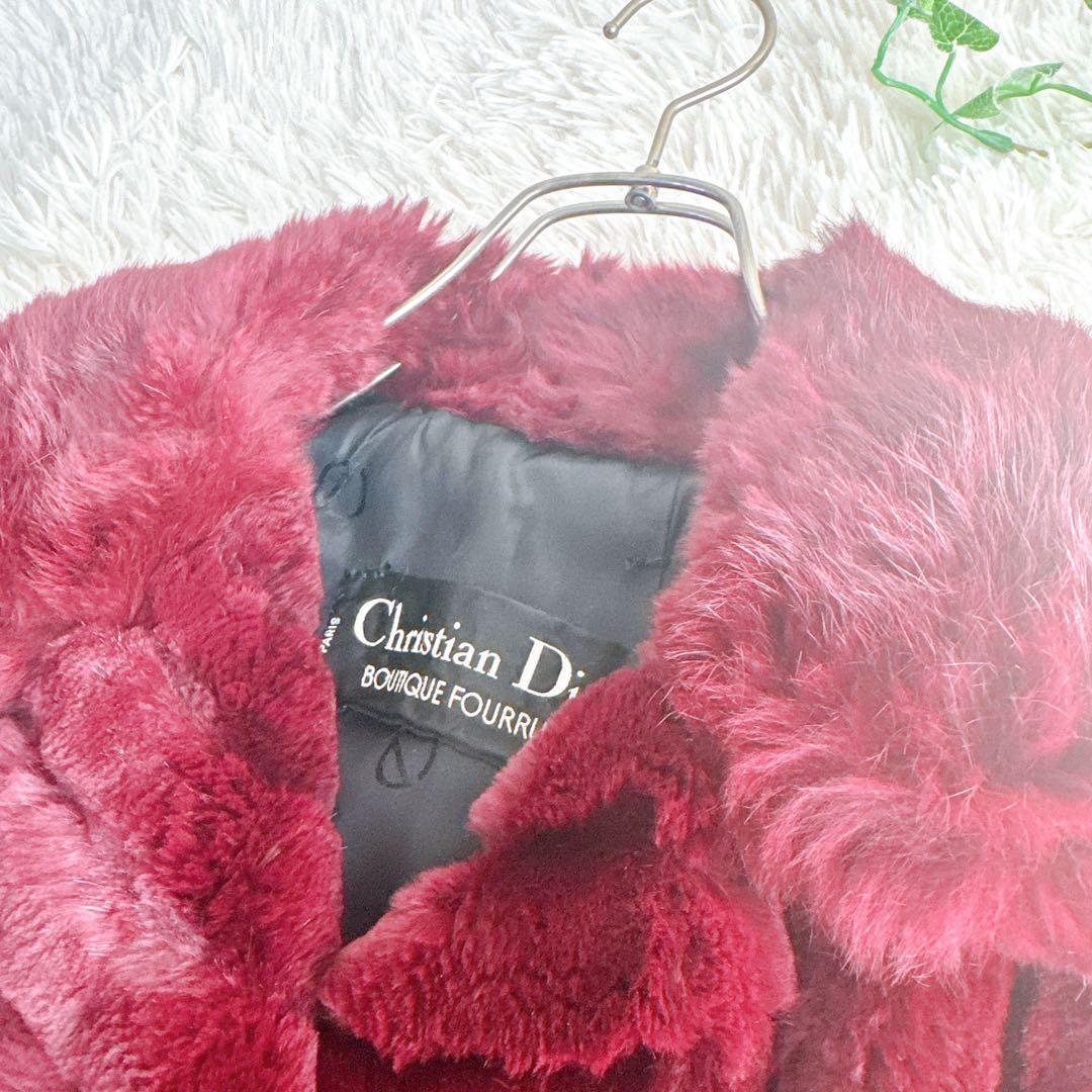希少　オールド　ディオール　毛皮　コート　ミドル丈　ファー　シェアード　ボルドー