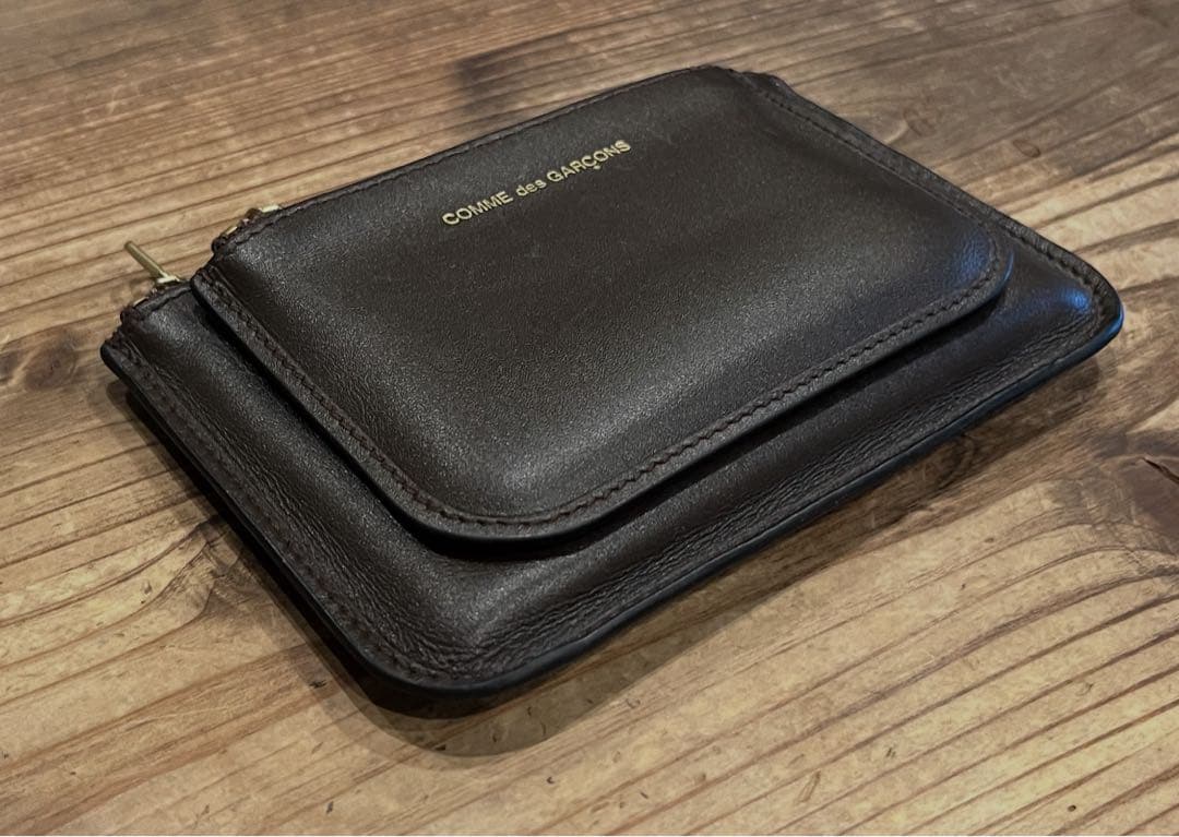 コムデギャルソン　OUTSIDE POCKET ZIP POUCH / ブラウン