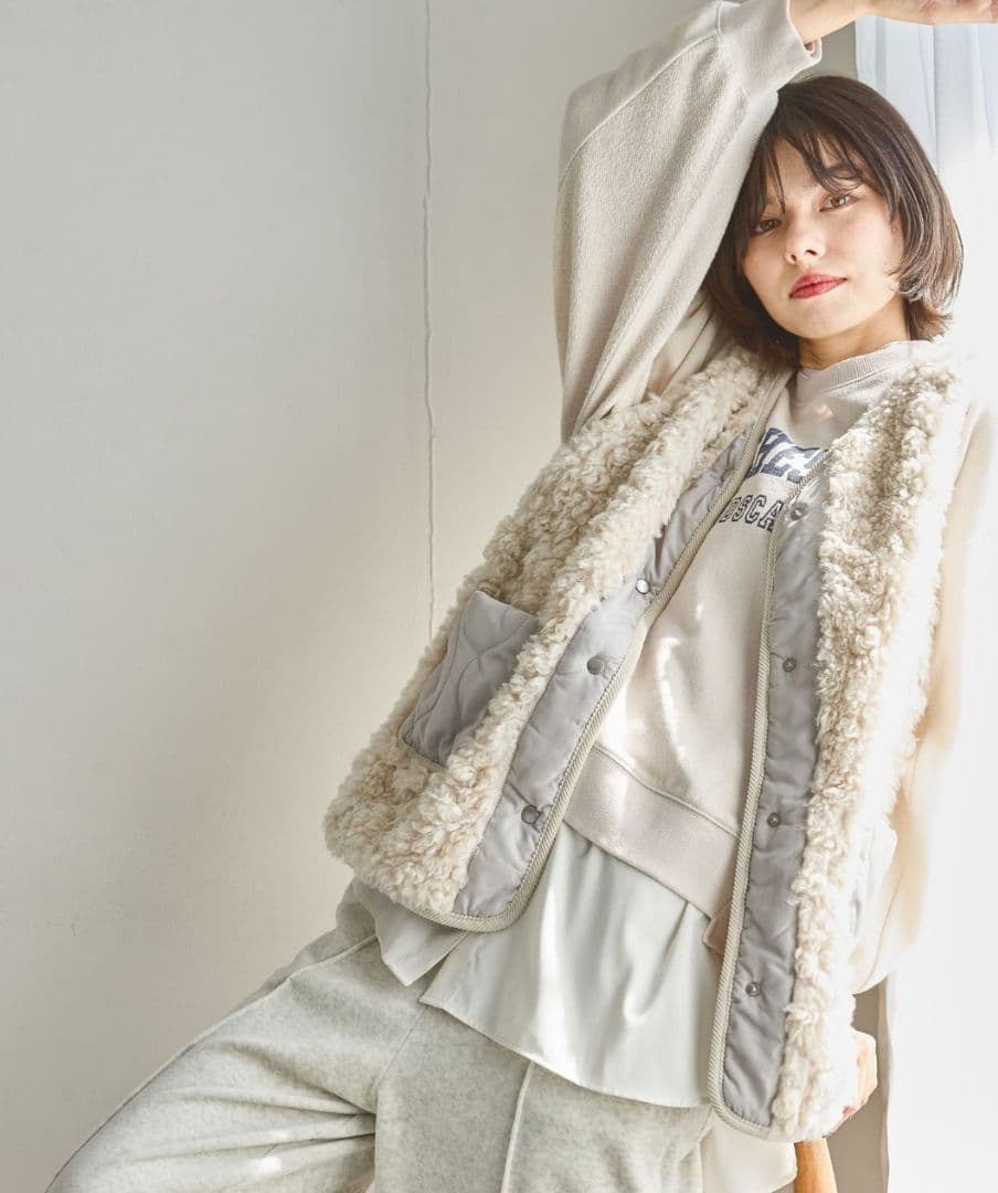 新品タグ付き☆nico and…アソートファーベスト アイボリー L