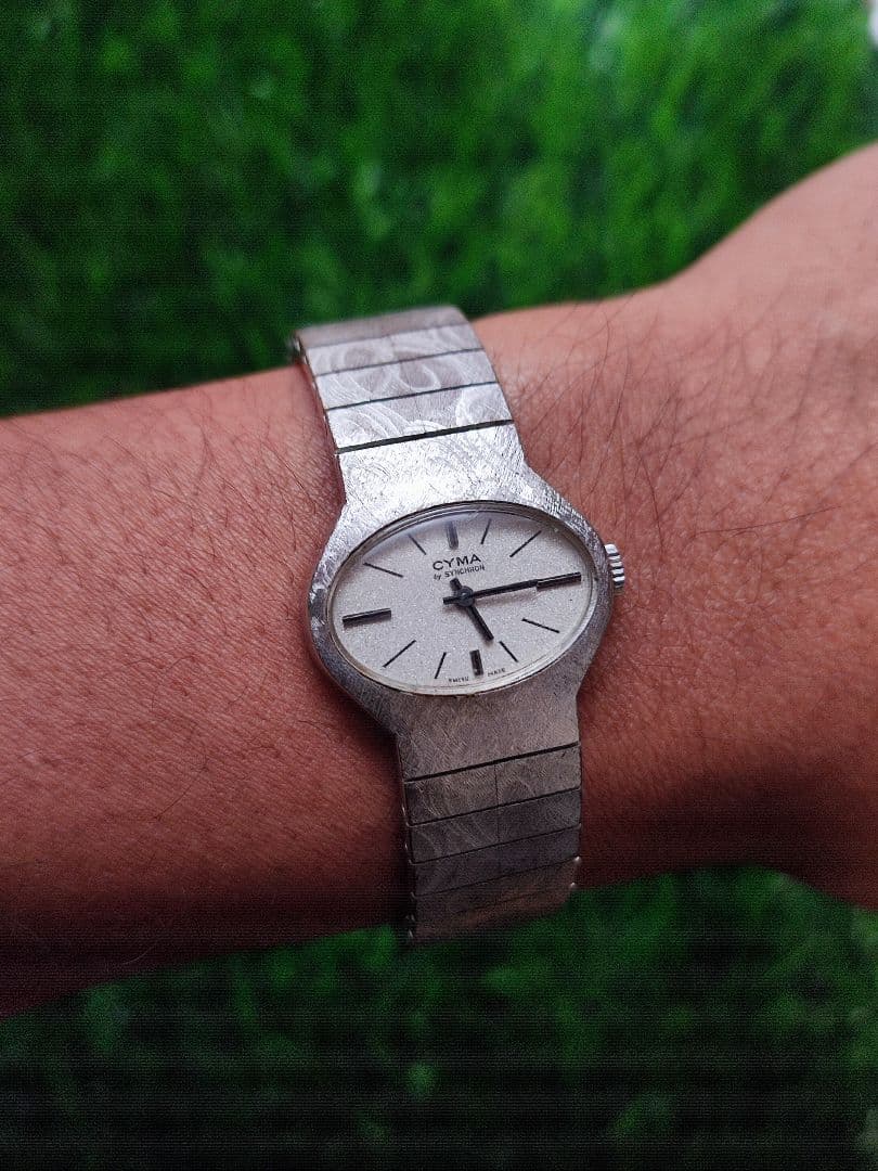 CYMA ホワイトゴールドメッキ、ユニークなエッチングデザイン