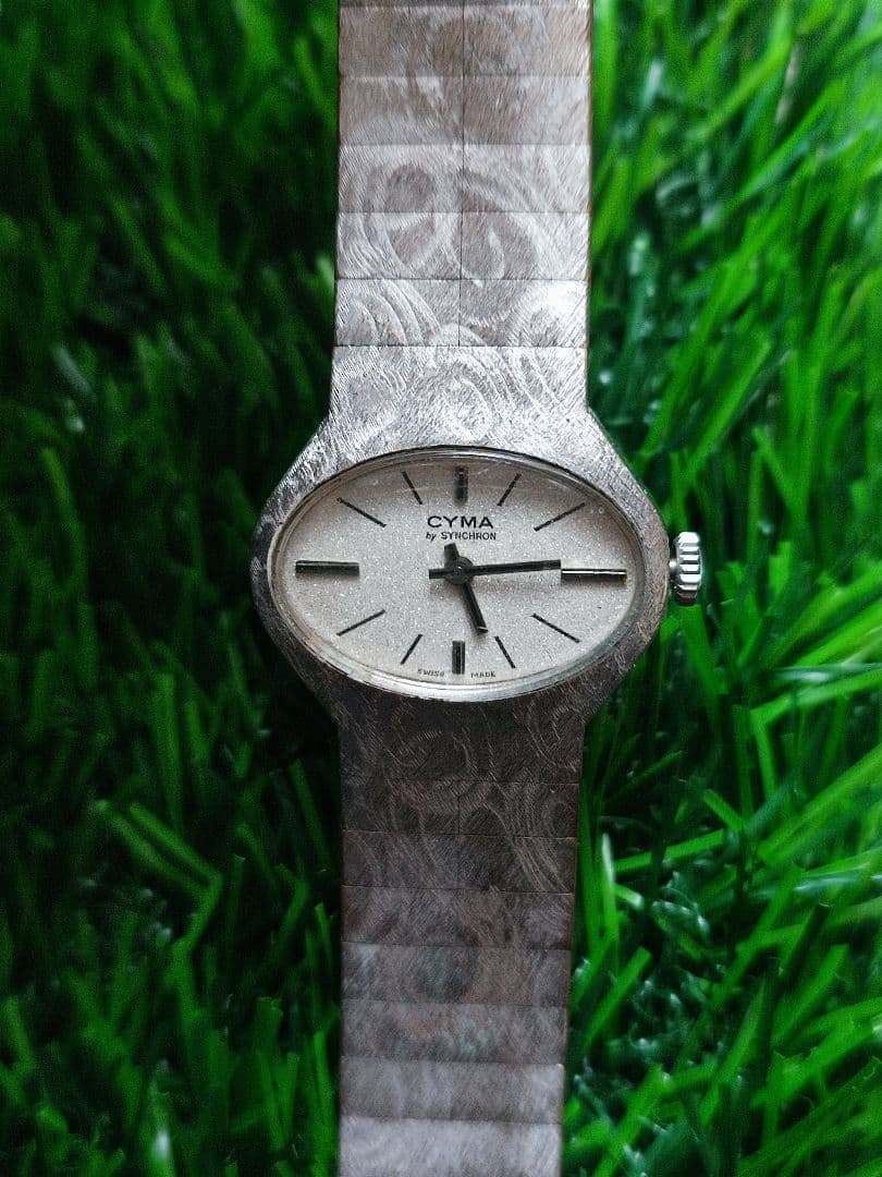 CYMA ホワイトゴールドメッキ、ユニークなエッチングデザイン