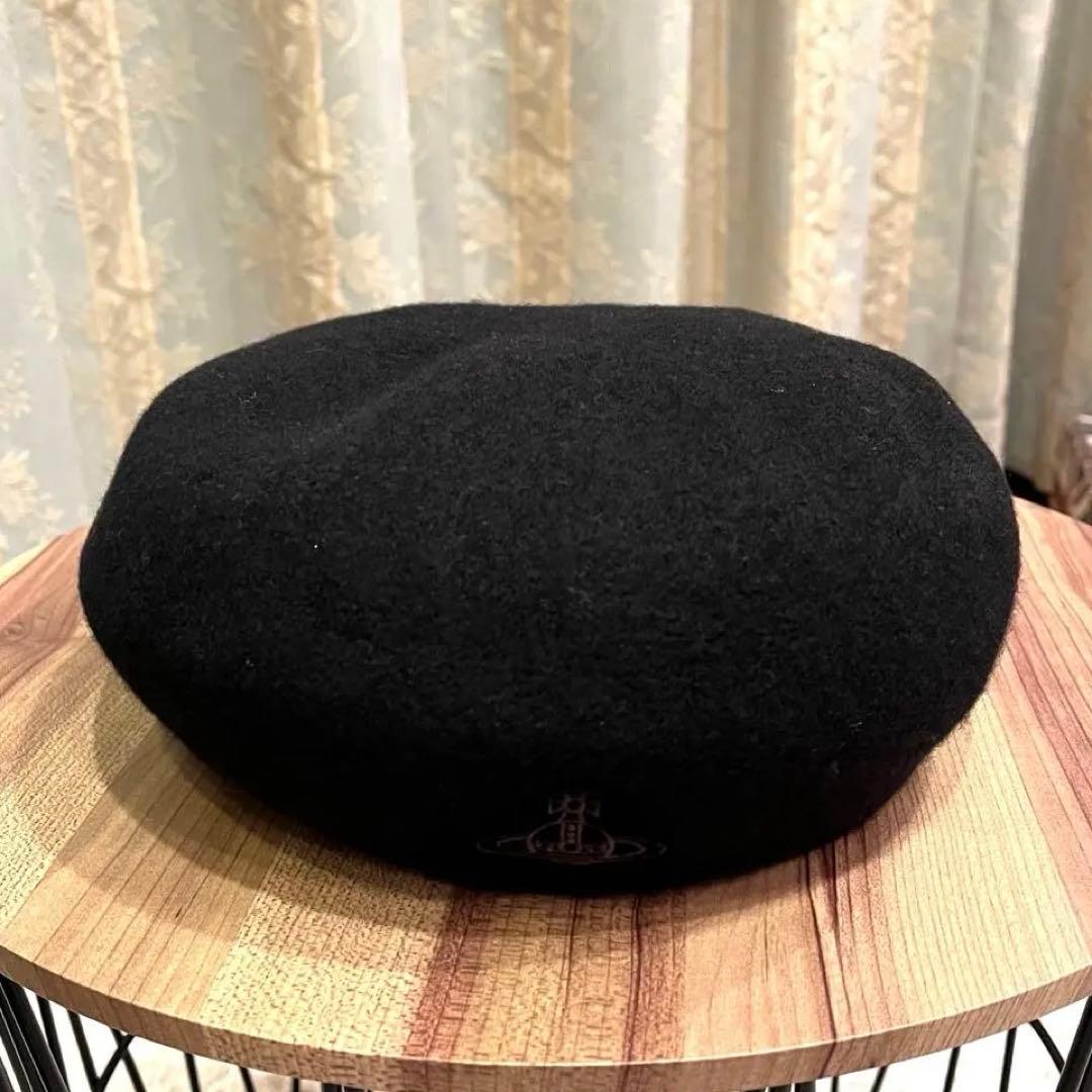 ✨希少✨良品✨ヴィヴィアンウエストウッド ベレー帽 ウール オーブ刺繍 ブラック