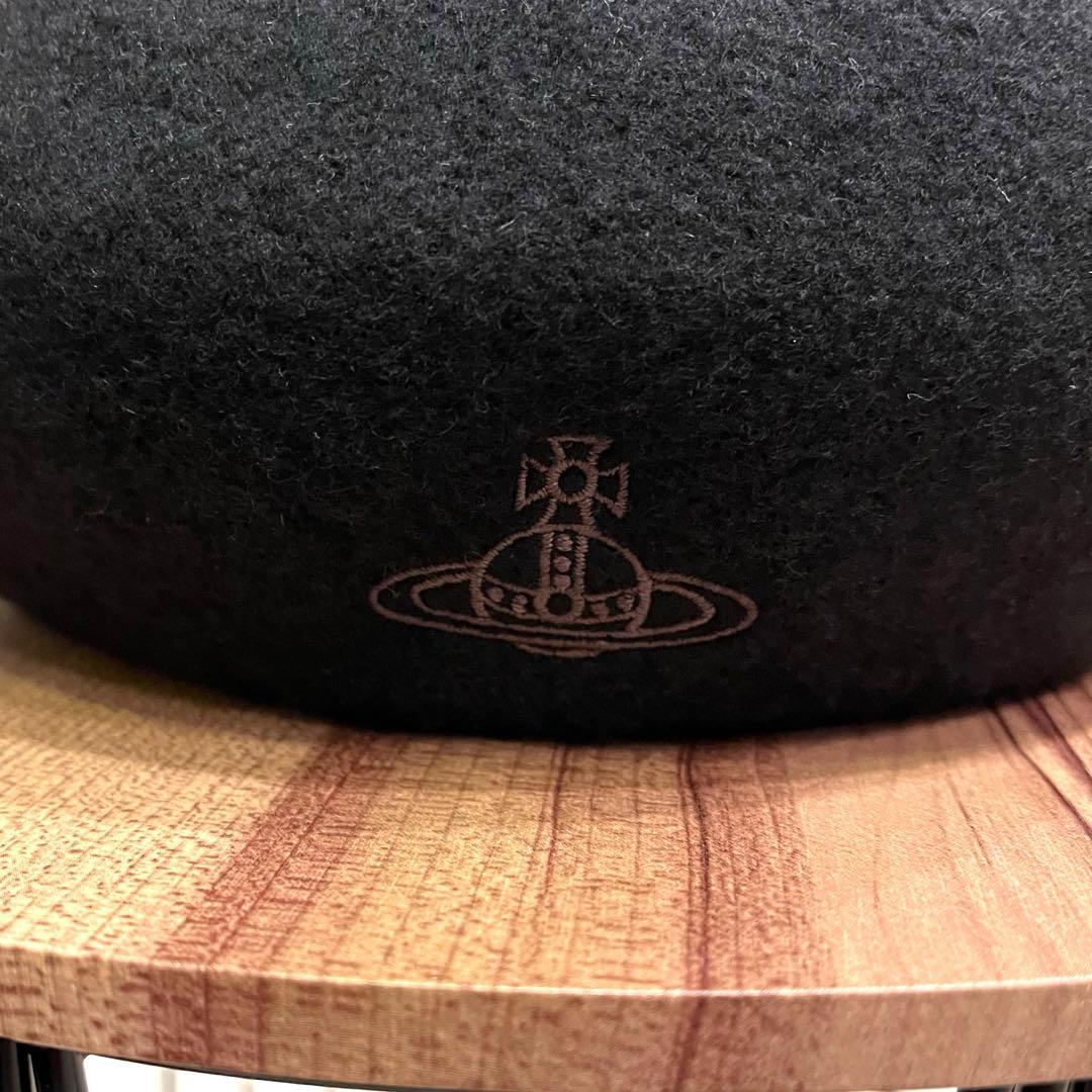 ✨希少✨良品✨ヴィヴィアンウエストウッド ベレー帽 ウール オーブ刺繍 ブラック