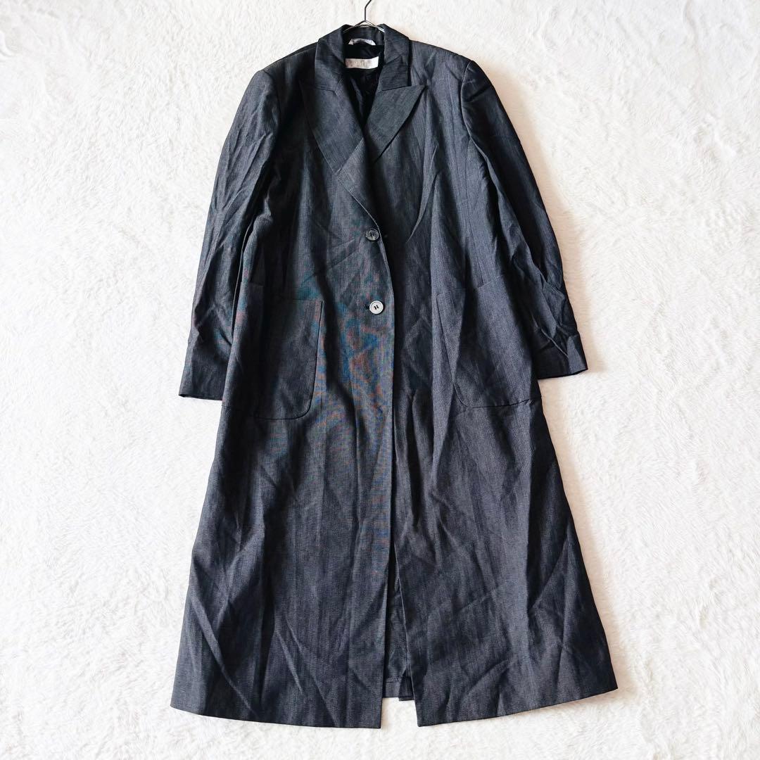 【美品】 マックスマーラ チェスターコート 38 ウール グレー ロング 銀タグ