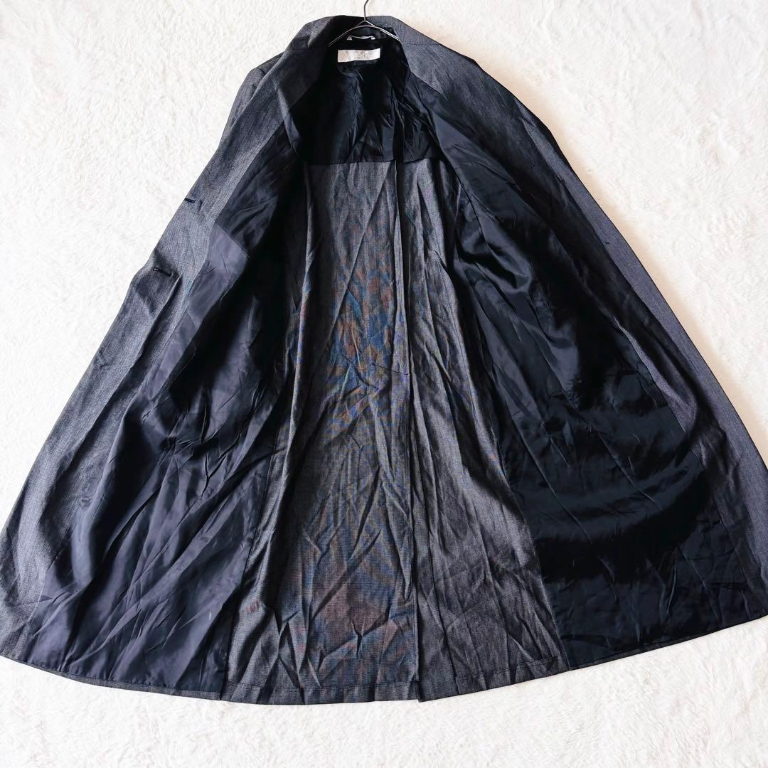 【美品】 マックスマーラ チェスターコート 38 ウール グレー ロング 銀タグ