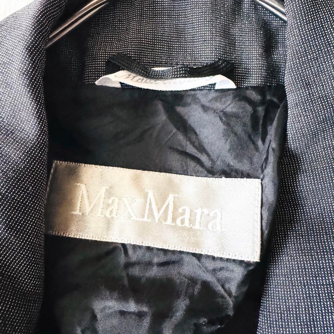 【美品】 マックスマーラ チェスターコート 38 ウール グレー ロング 銀タグ