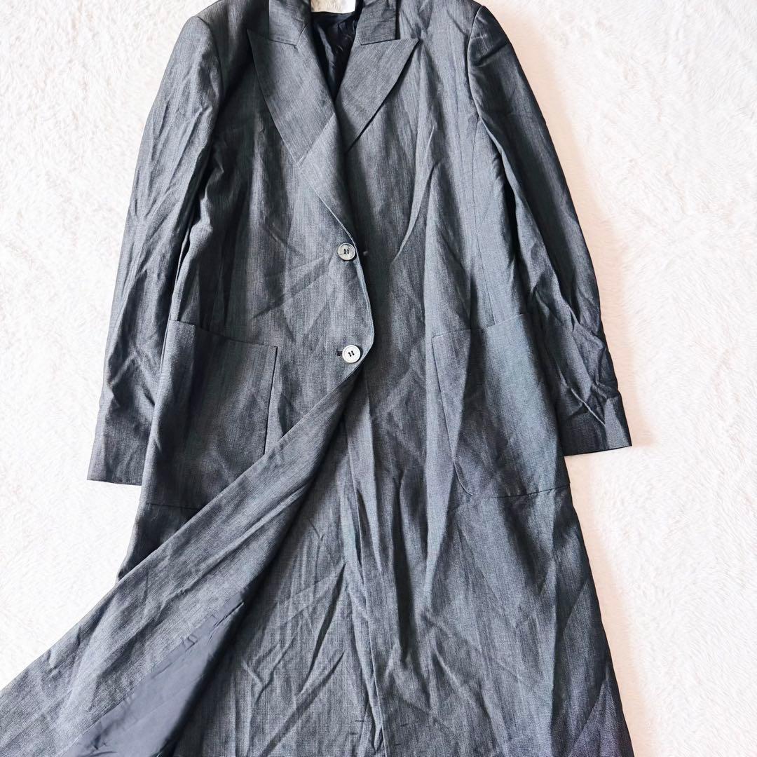 【美品】 マックスマーラ チェスターコート 38 ウール グレー ロング 銀タグ