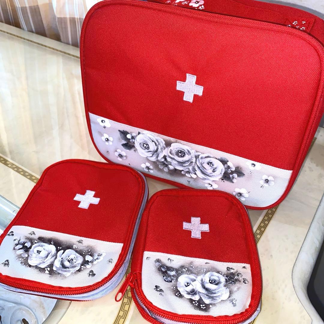 救急3点セット　口紅リップケース　メガネケース　薔薇　手描き　トールペイント