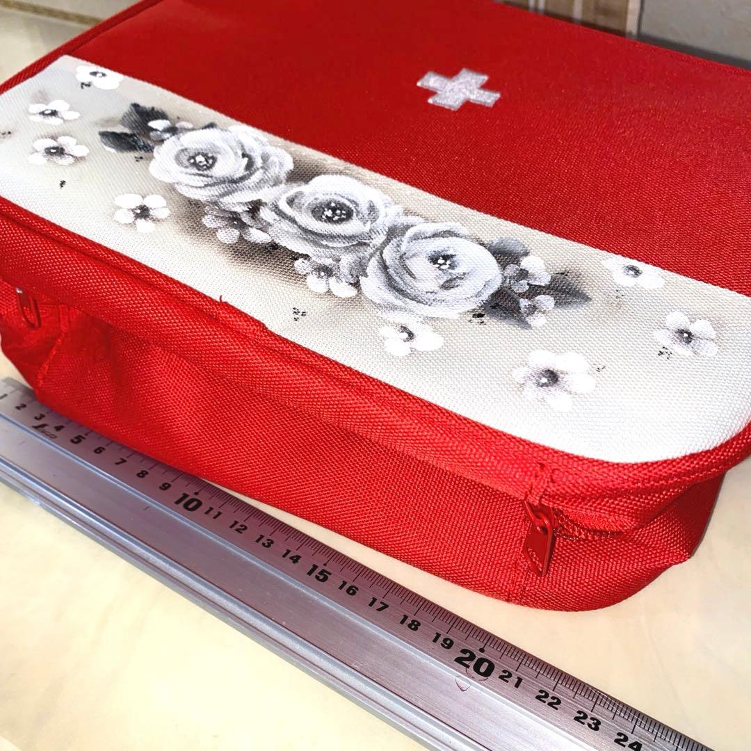 救急3点セット　口紅リップケース　メガネケース　薔薇　手描き　トールペイント