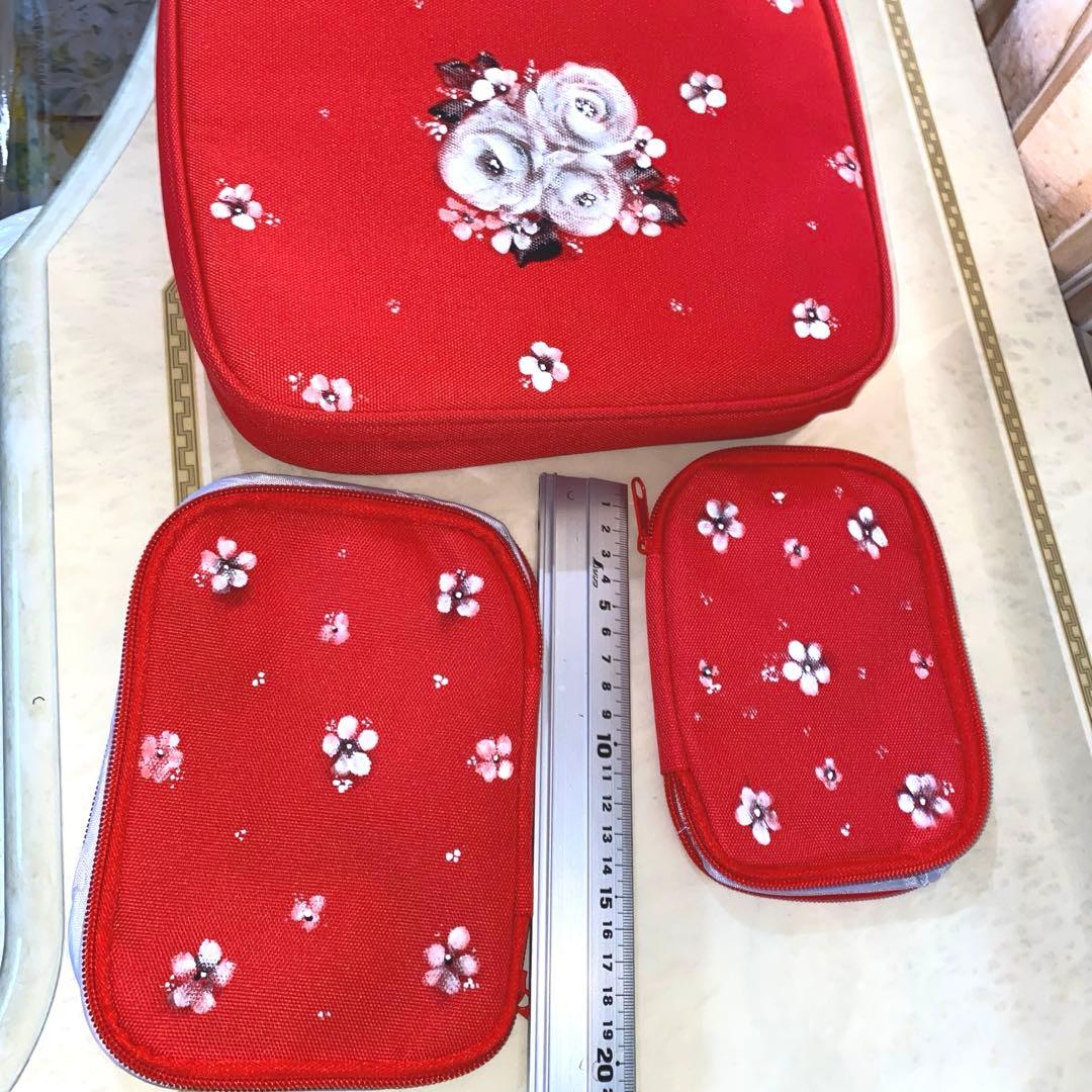 救急3点セット　口紅リップケース　メガネケース　薔薇　手描き　トールペイント