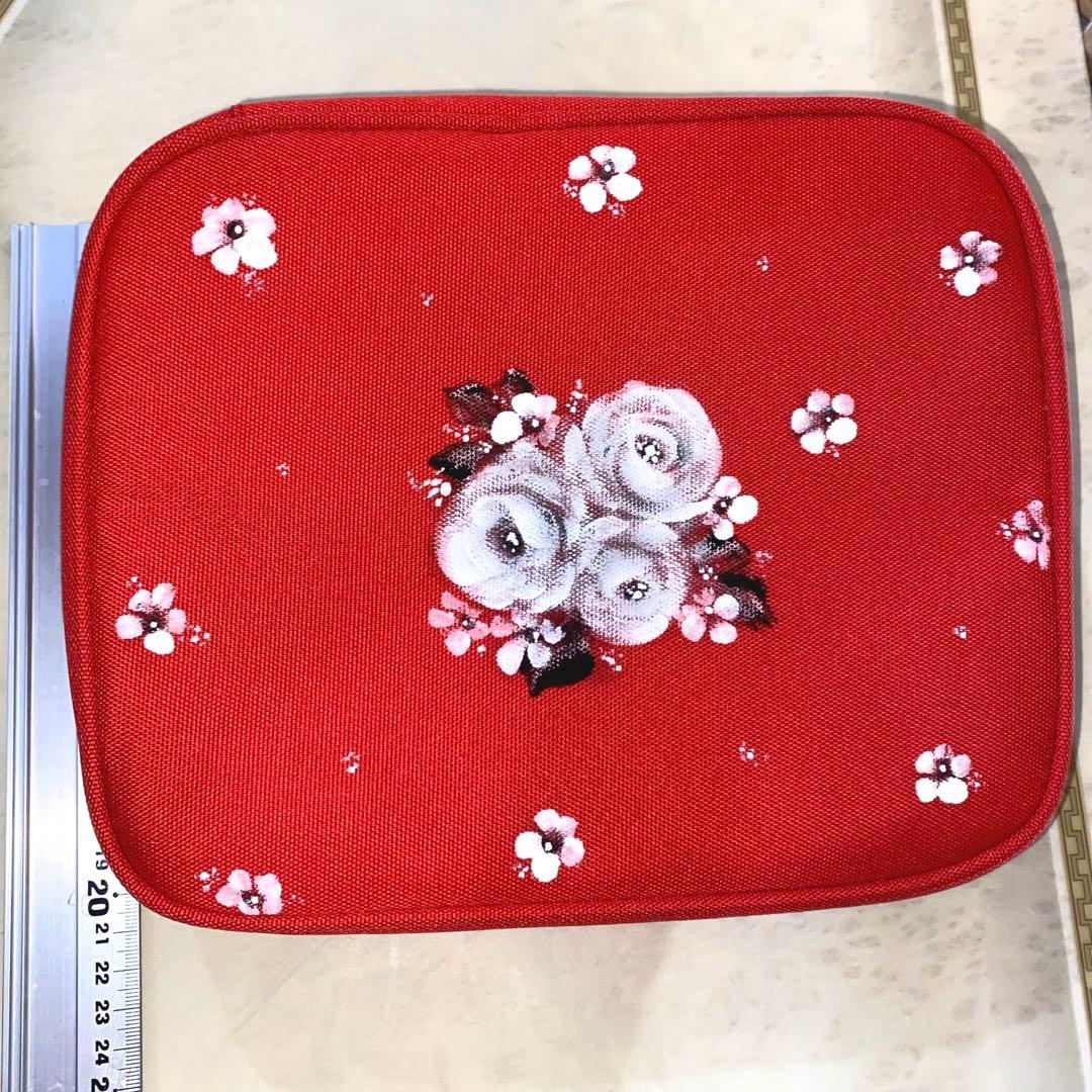 救急3点セット　口紅リップケース　メガネケース　薔薇　手描き　トールペイント