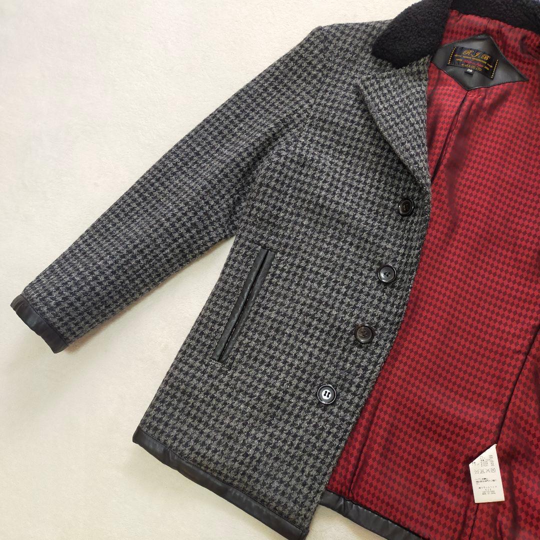 美品　ハリスツイード使用　R.J.B　フラットヘッド　千鳥格子柄　ボアジャケット