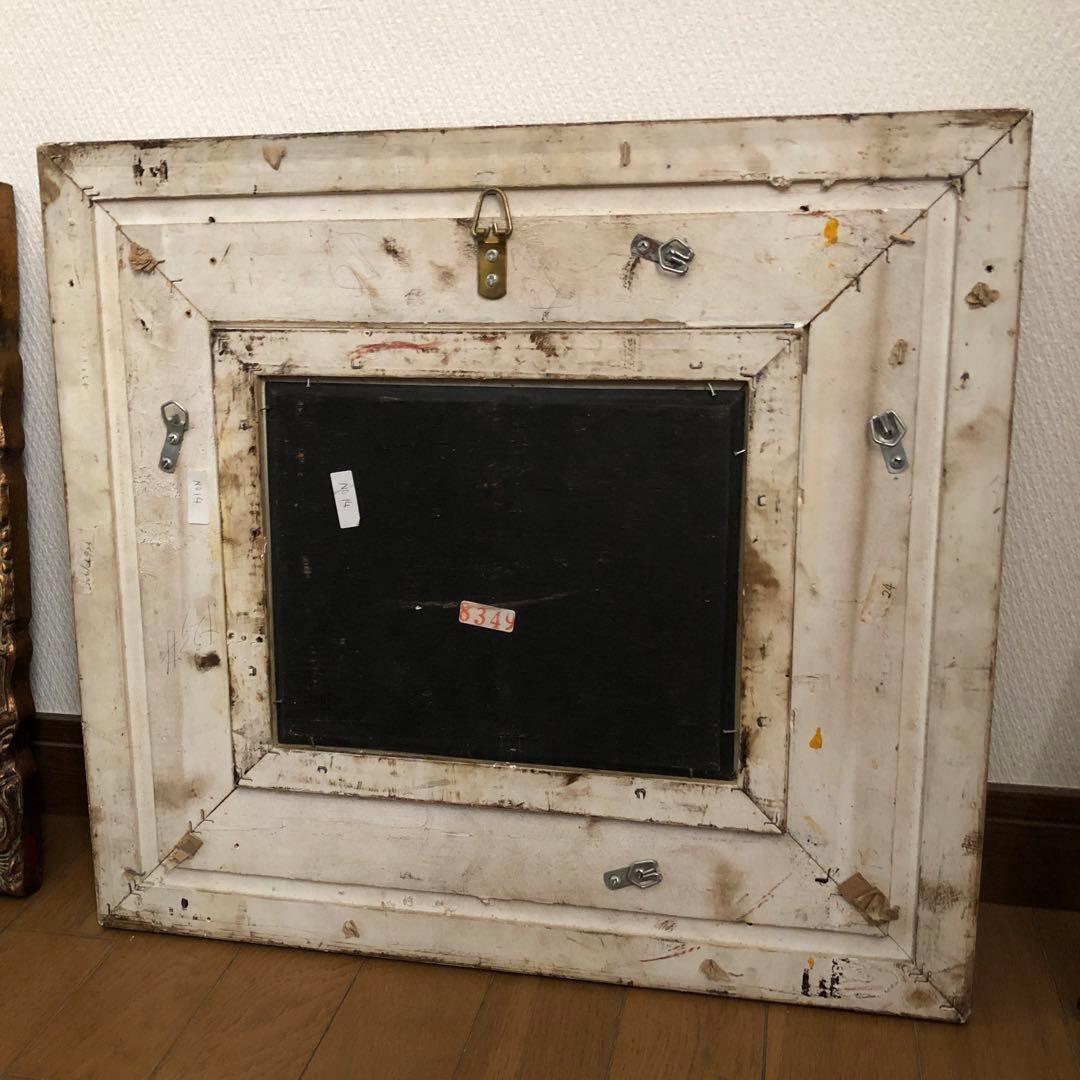 アンティーク　ヨーロッパ絵画　森の中の羊達　　油彩画肉筆　作者不明