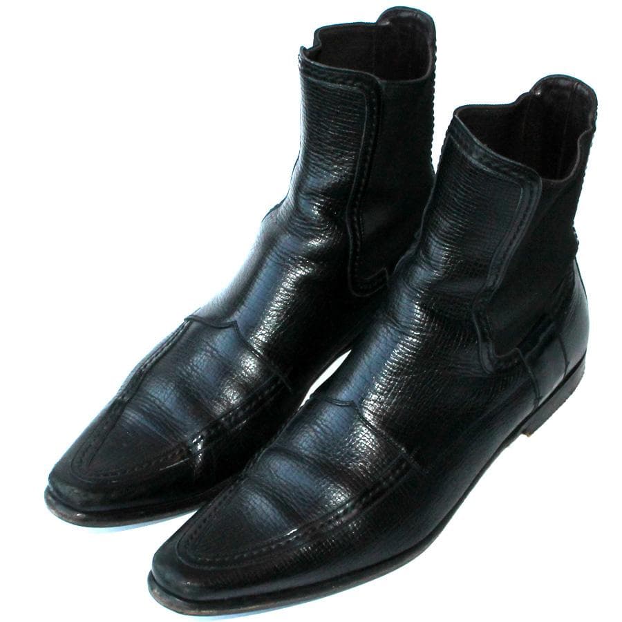 DOLCE & GABBANA ブラック サイドゴアブーツ イタリア製 レザー