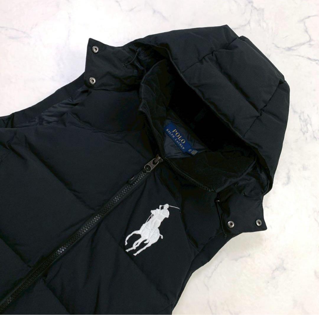 美品★ポロラルフローレン ダウンベスト ビッグポニー ブラック XS　D986