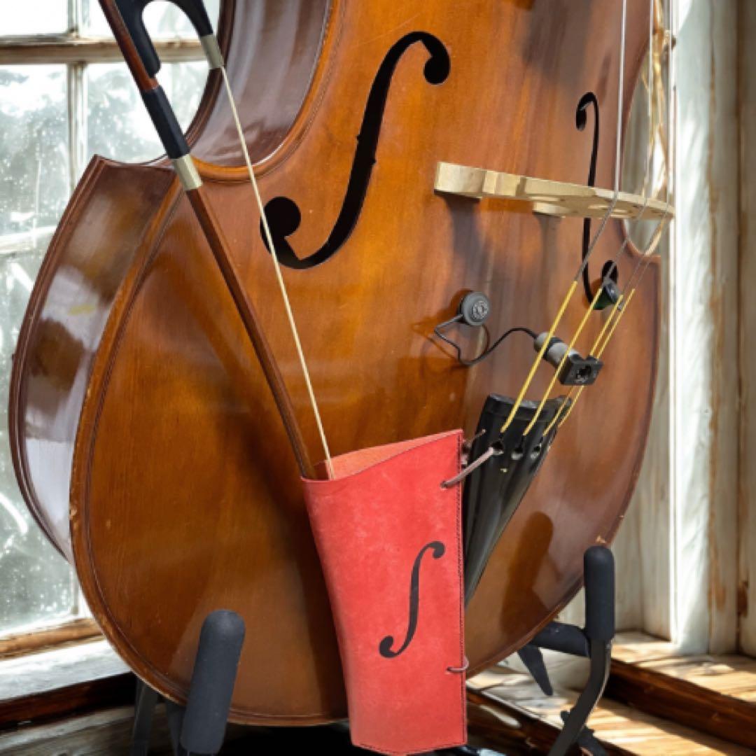 コントラバス　ウッドベース 弓ホルスター【MAYA ROSSO】F字孔彫刻
