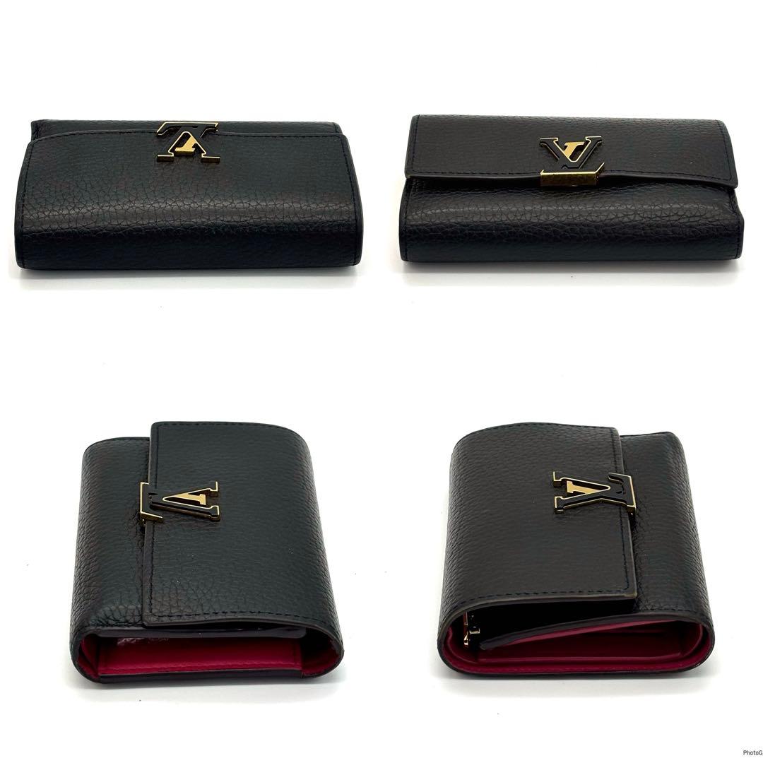 【新型IC】ルイヴィトン トリヨン カプシーヌ コンパクト 三つ折り財布 黒