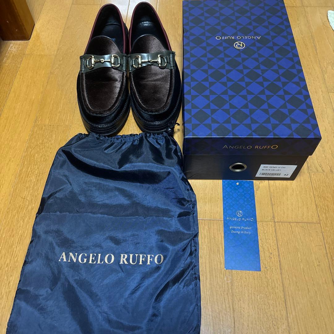 【箱, 袋, タグ付属】ANGELO RUFFO ベルベット ローファー