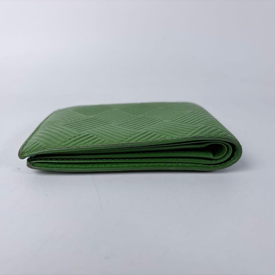 ボッテガヴェネタ　デボスイントレチャート　二つ折り財布　RFID　グリーン