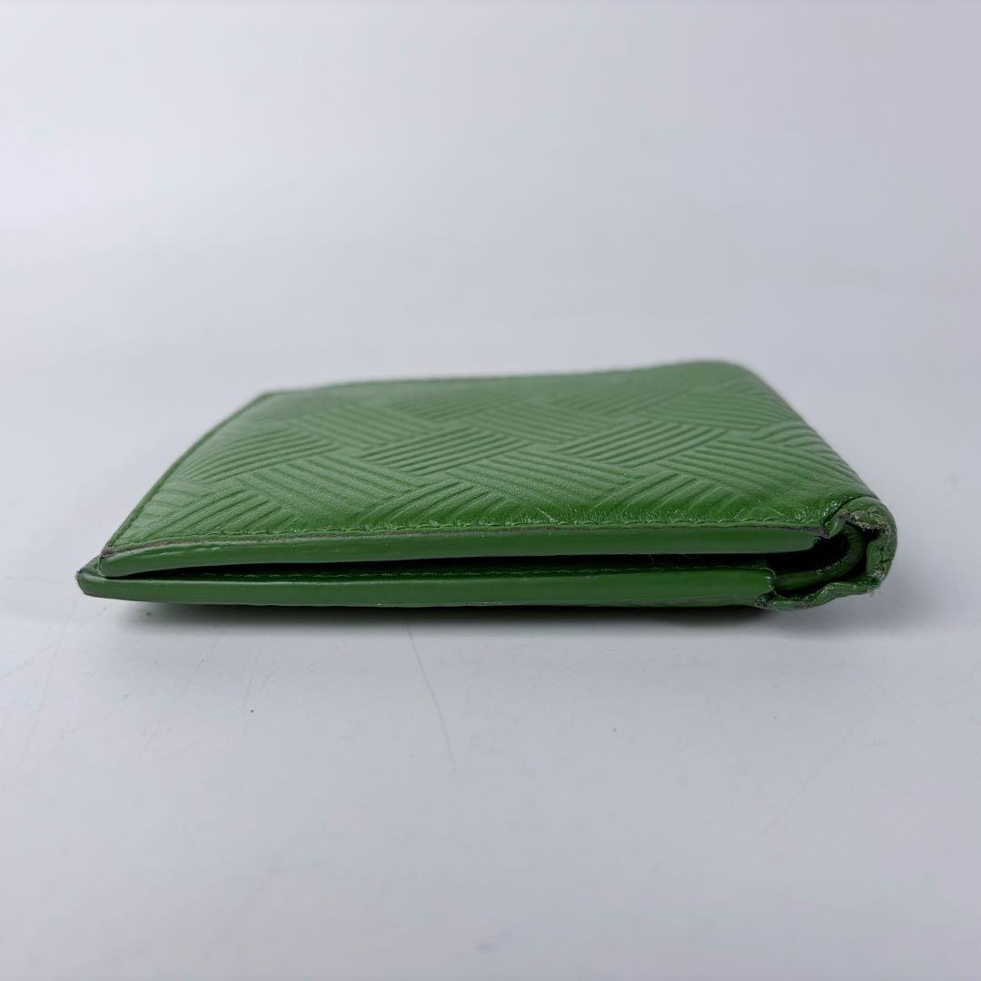 ボッテガヴェネタ　デボスイントレチャート　二つ折り財布　RFID　グリーン