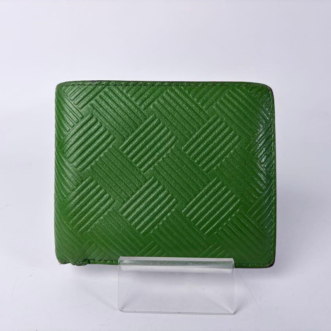 ボッテガヴェネタ　デボスイントレチャート　二つ折り財布　RFID　グリーン