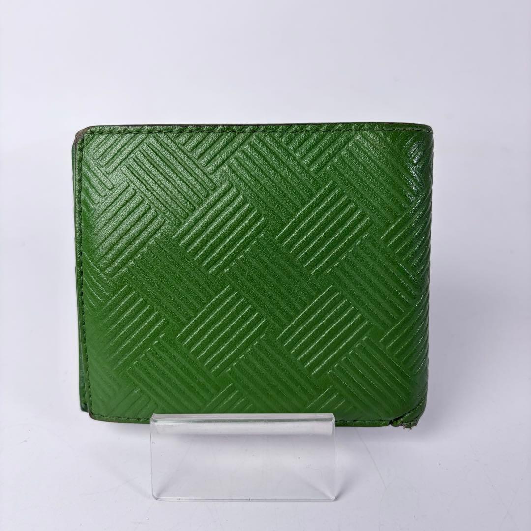 ボッテガヴェネタ　デボスイントレチャート　二つ折り財布　RFID　グリーン