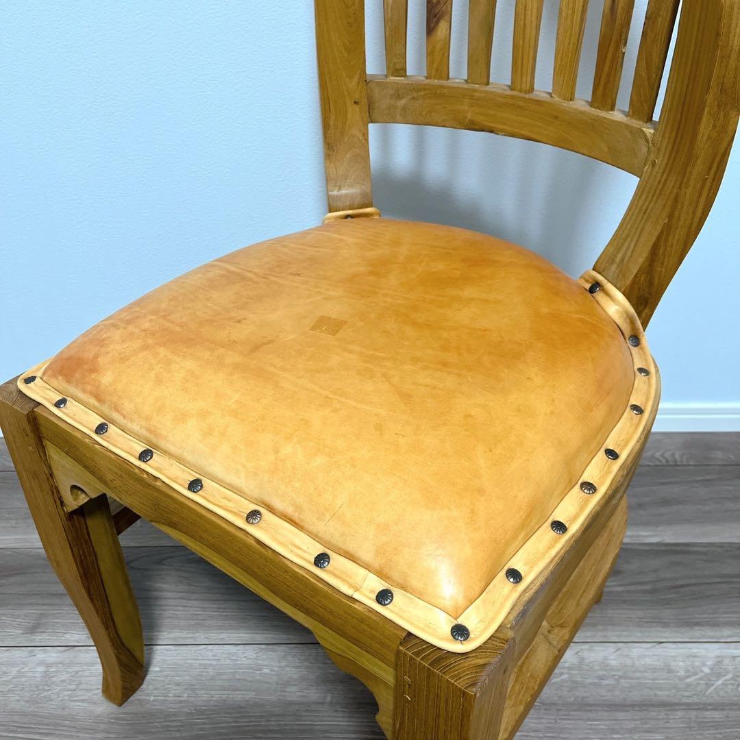 TEAK & LEATHER DINIG CHAIR②