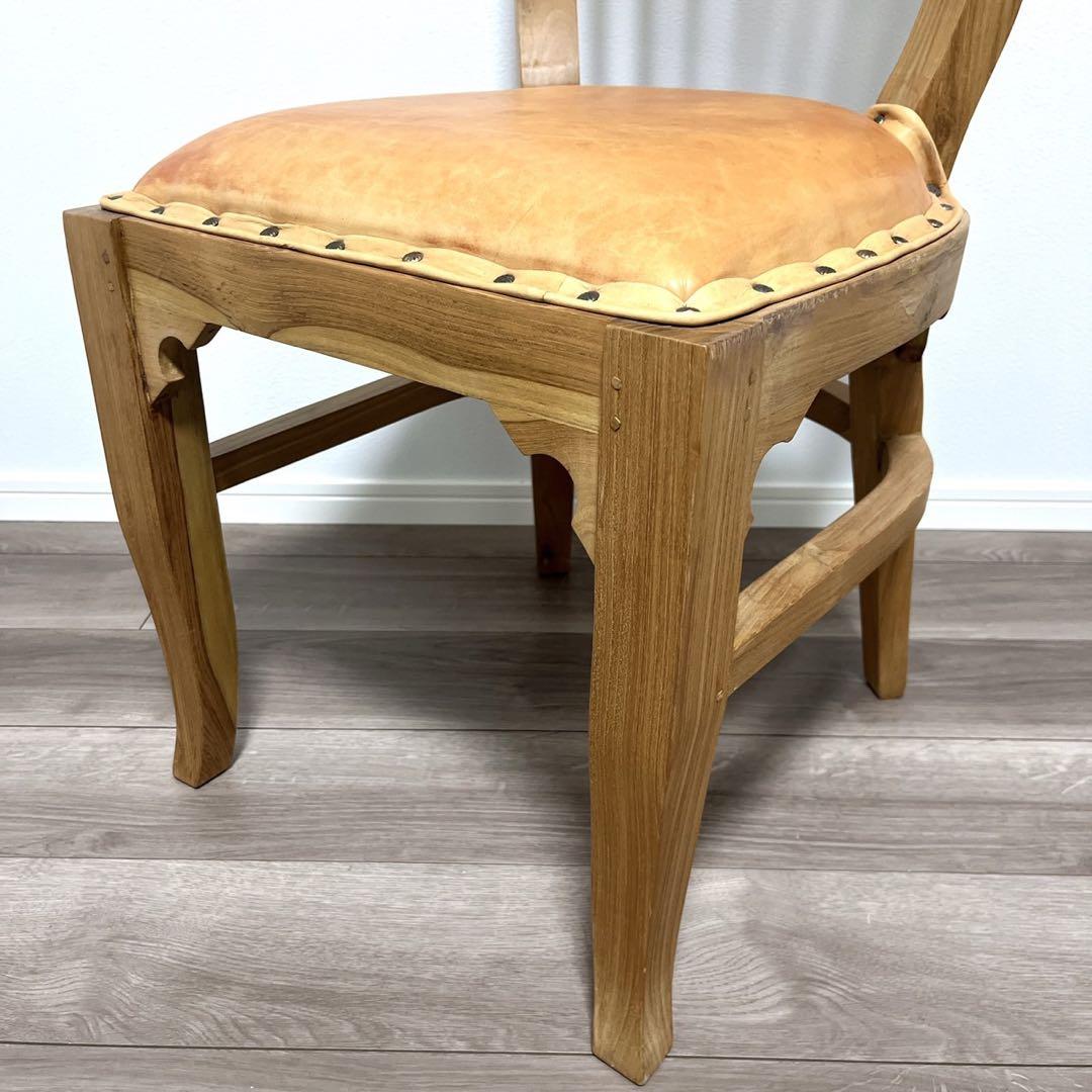 TEAK & LEATHER DINIG CHAIR②