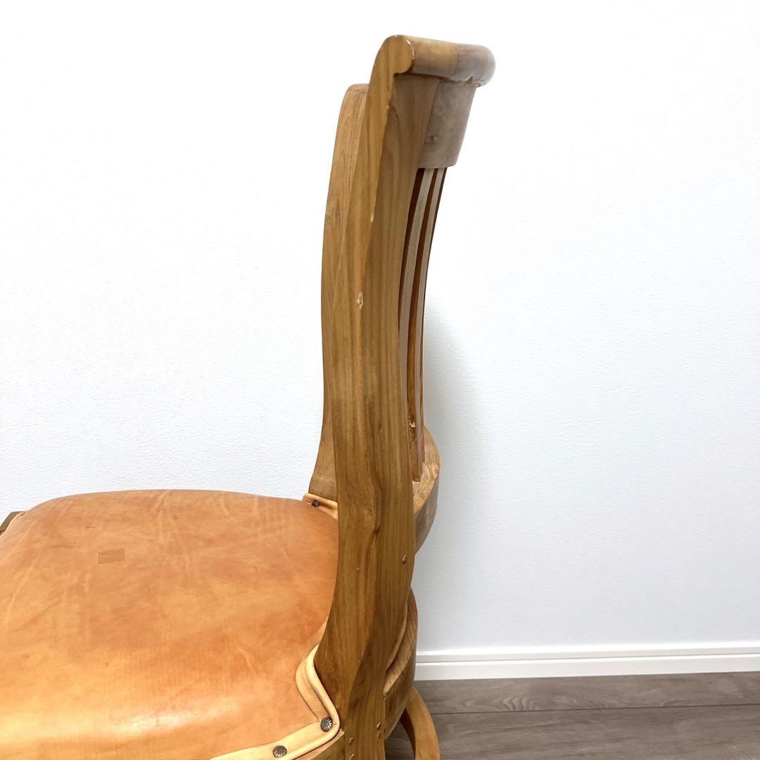 TEAK & LEATHER DINIG CHAIR②