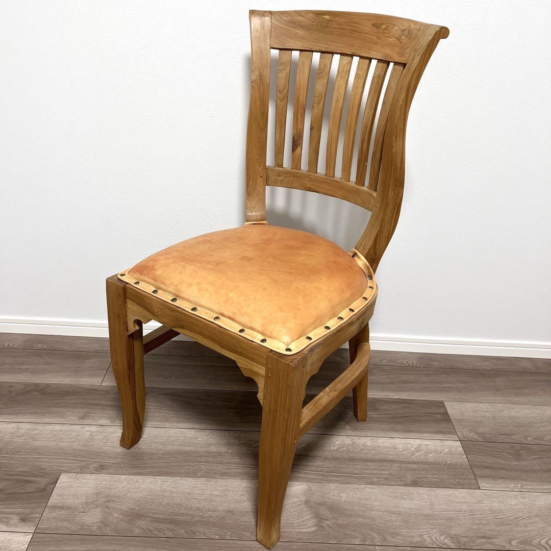 TEAK & LEATHER DINIG CHAIR②