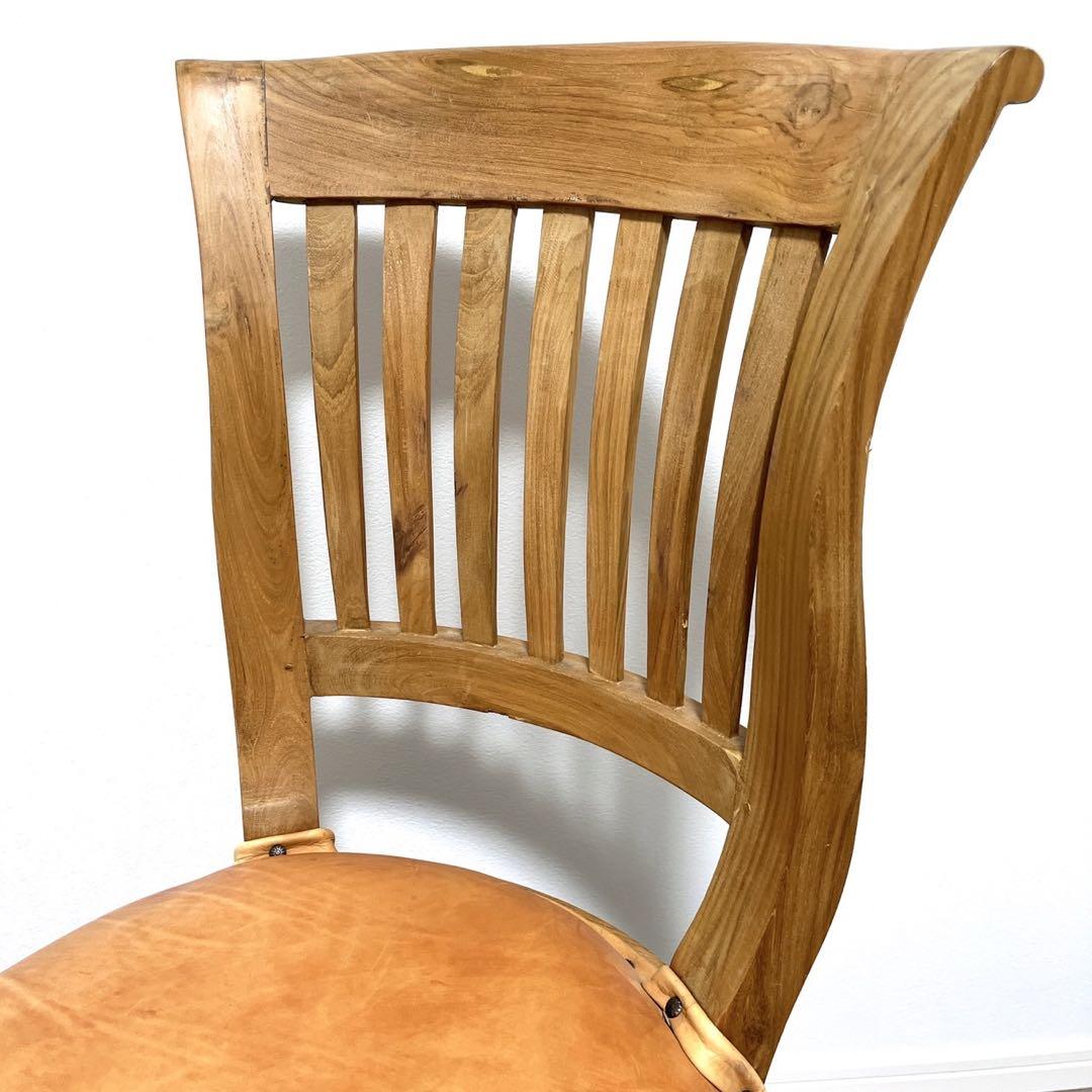TEAK & LEATHER DINIG CHAIR②