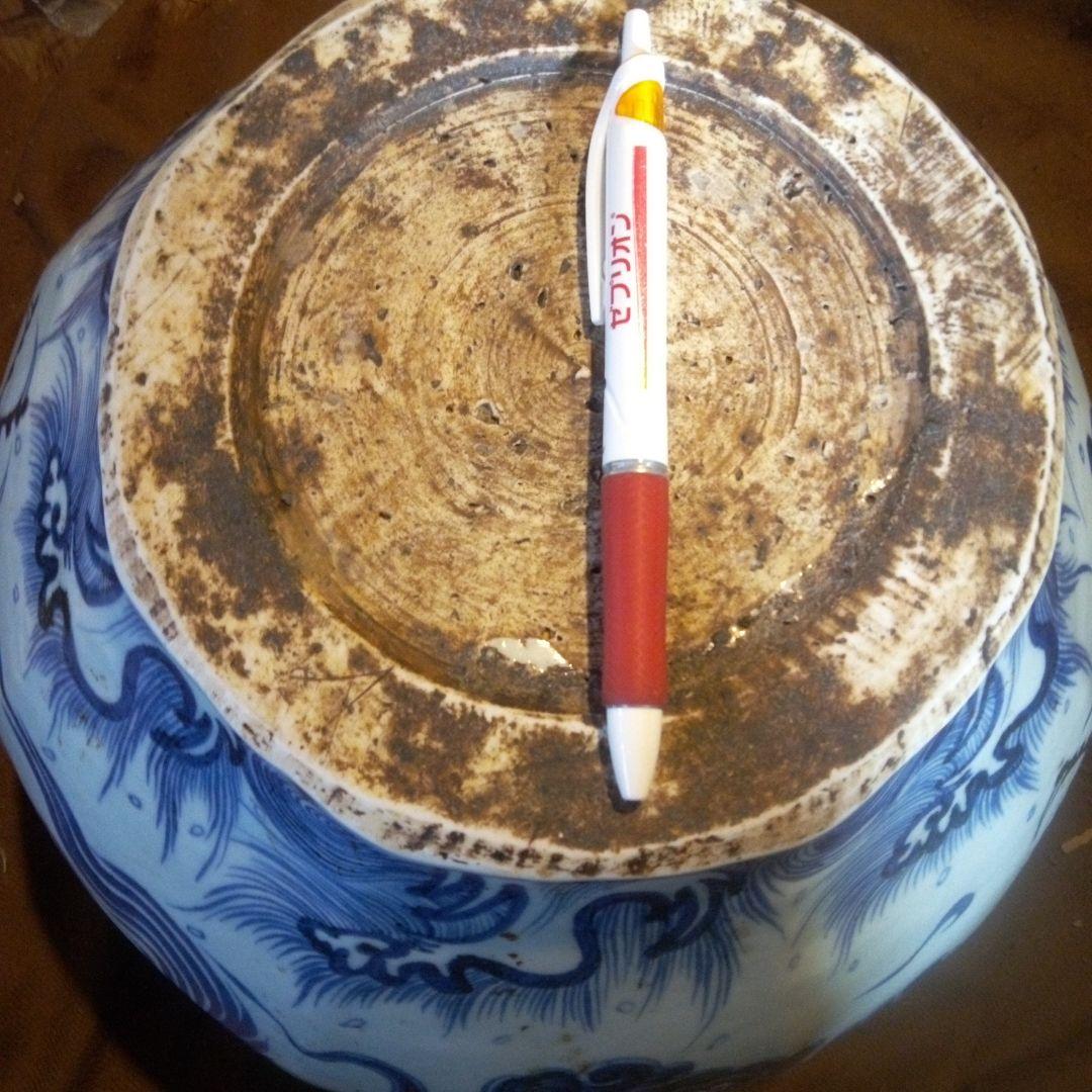 中国陶磁器　元染付　龍大壺