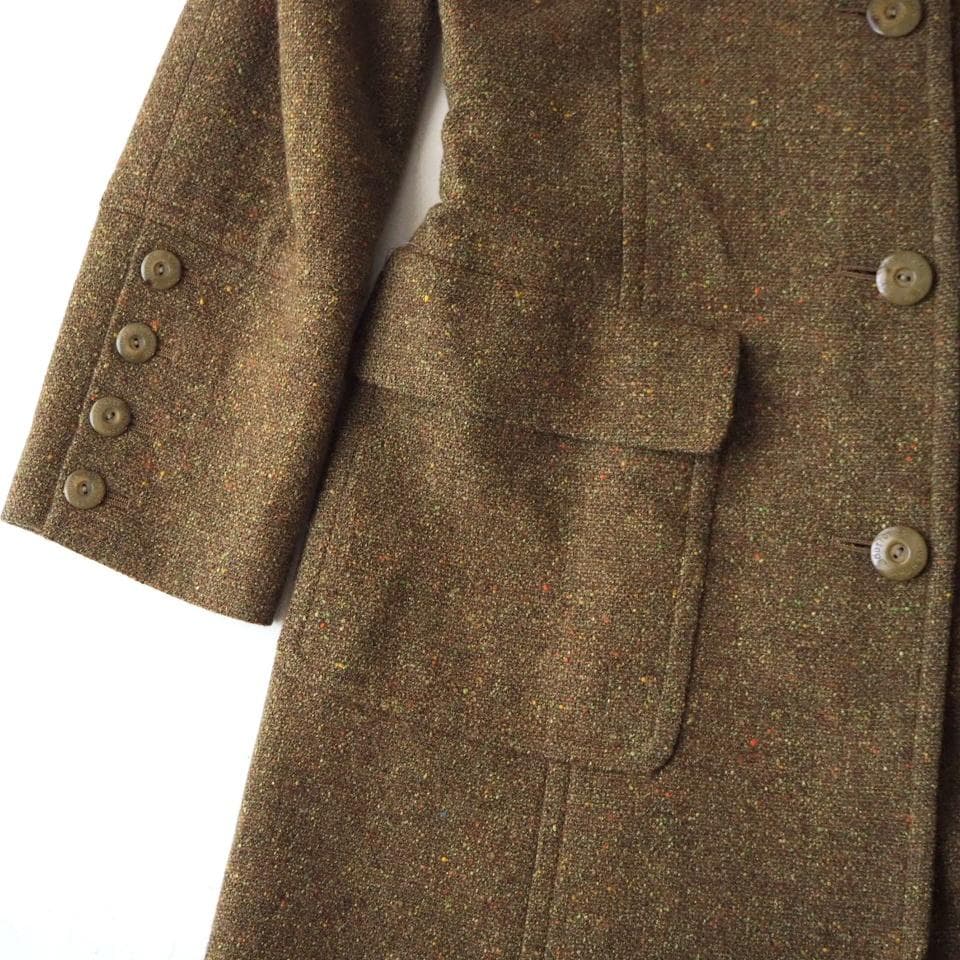 希少 美品 GIVENCHY ウールシルク ツイード ロング ステンカラーコート