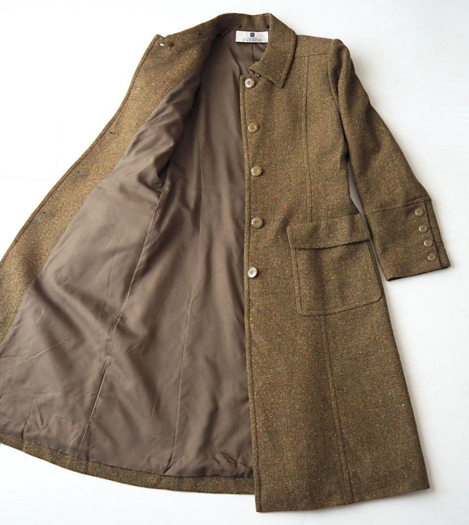 希少 美品 GIVENCHY ウールシルク ツイード ロング ステンカラーコート