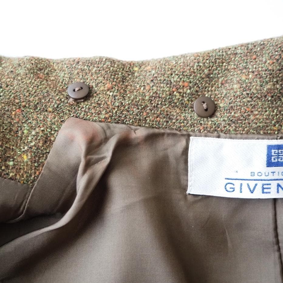 希少 美品 GIVENCHY ウールシルク ツイード ロング ステンカラーコート