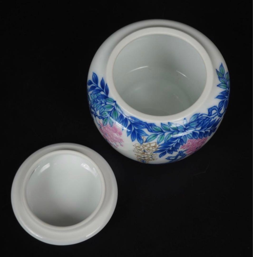 送料無料　香蘭社磁芸工房謹製　高級総手書き染錦模様香炉　共箱・黄布　未使用