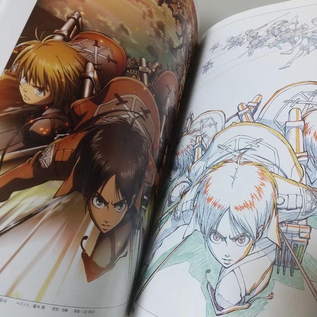 美品2冊+カード／進撃の巨人 TVアニメーション イラスト集 上下／圧巻の画力！