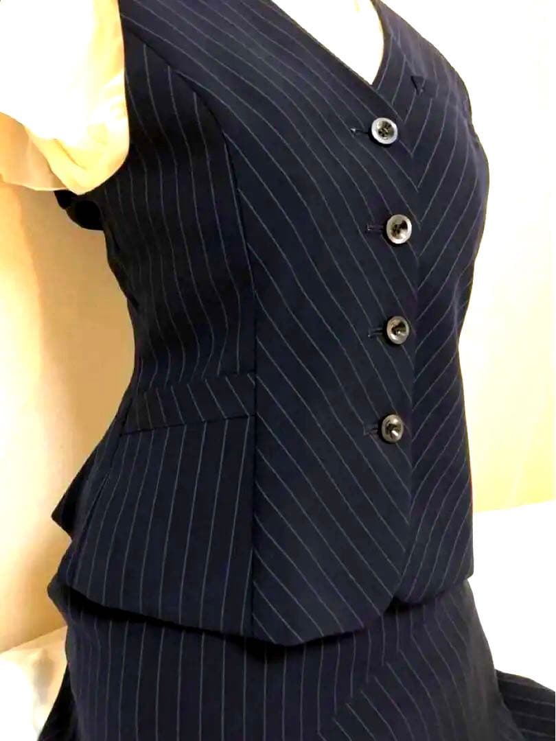 うさぎ　バスガイド制服ピンストライプベスト1点・スカート2点セット