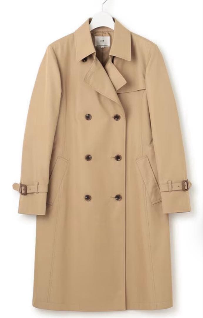 最終価格 美品23区コットンポリエステルギャバジン ロング トレンチコート36