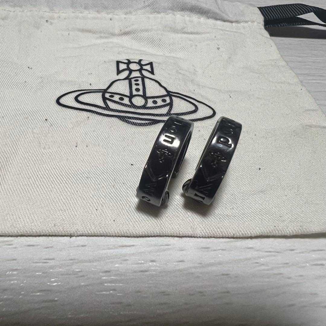 ヴィヴィアン MAN BOBBY シングルフープピアス ブラック 2個入り