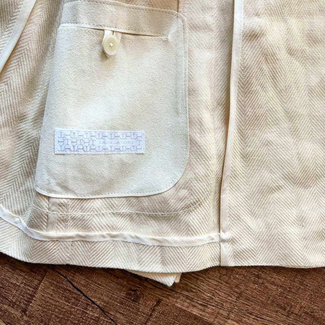 <美品>TAGLIATORE 新ロゴ オフホワイト ダブルジャケット サイズ46