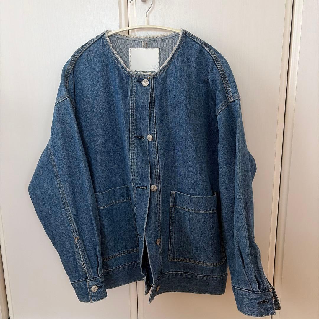 【SHIPS any 】シップス エニィ美品 ノーカラー デニムジャケット F