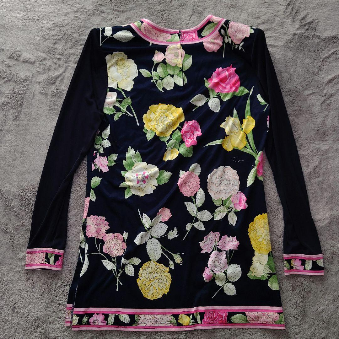 REONARD フラワープリント 長袖チュニック ネイビー