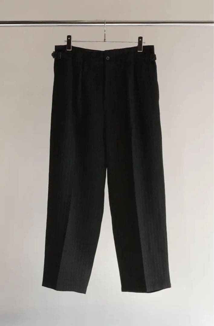 パンツ ANCELLM STRIPE WOOL WIDE SLACKS