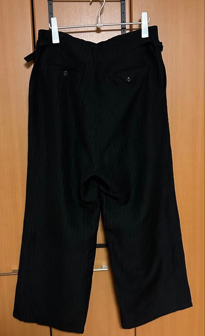 パンツ ANCELLM STRIPE WOOL WIDE SLACKS