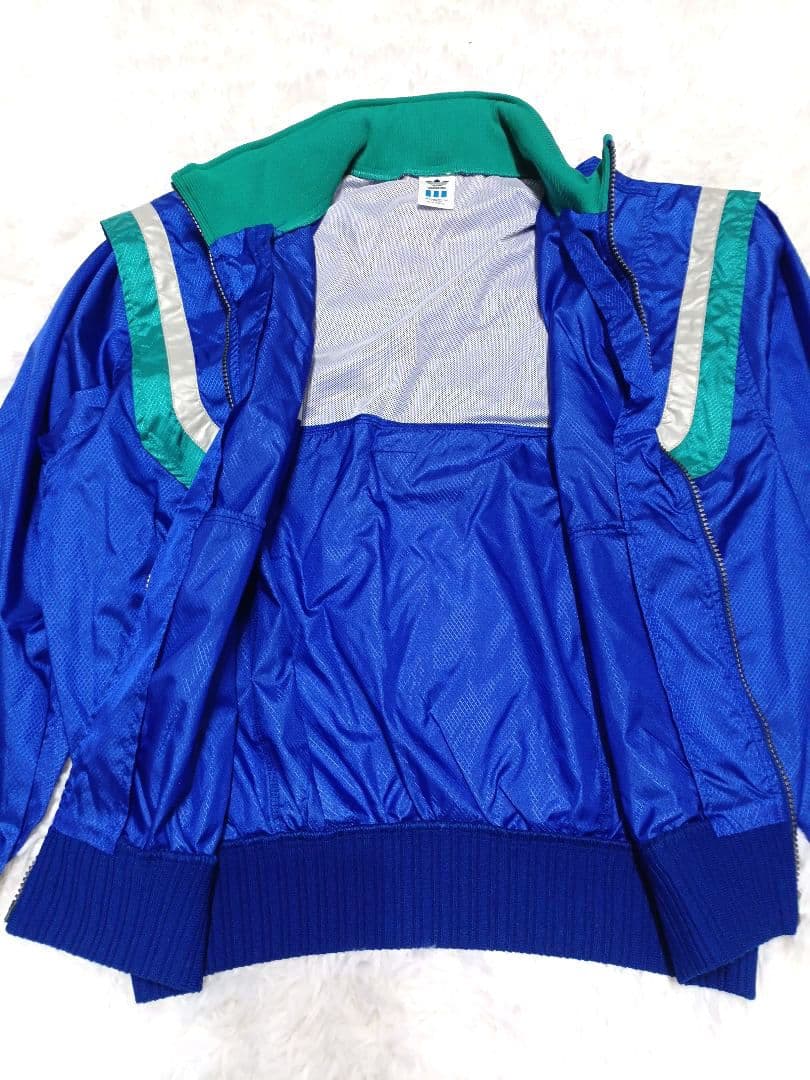 新品 90s adidas ウインドブレーカー セットアップ 上下 ブルー L