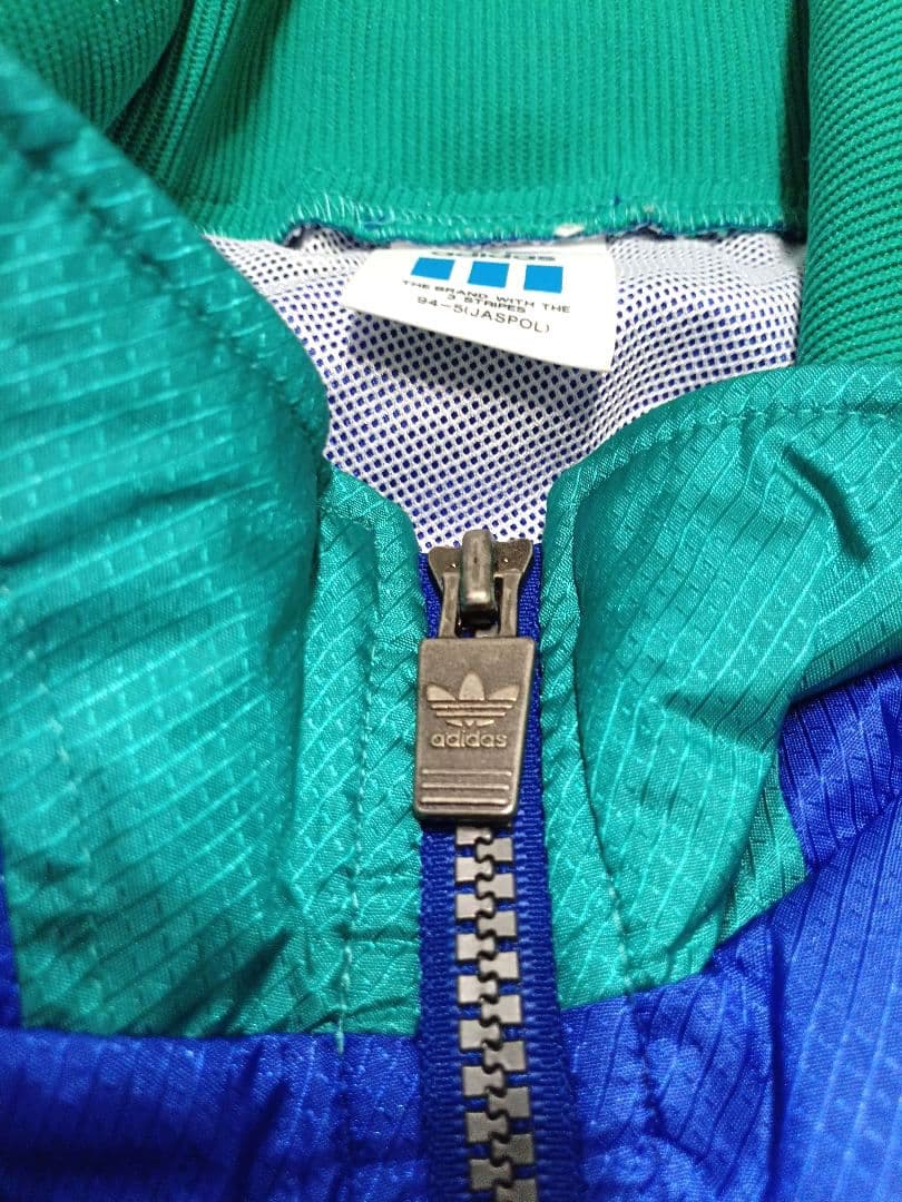 新品 90s adidas ウインドブレーカー セットアップ 上下 ブルー L