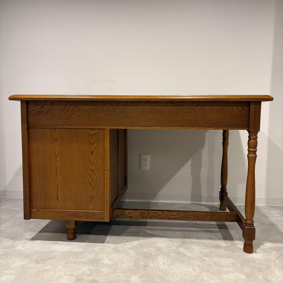 浜本工芸 片袖机 ナラ材 クラシック 書斎机 学習机 パソコンデスク オーク材