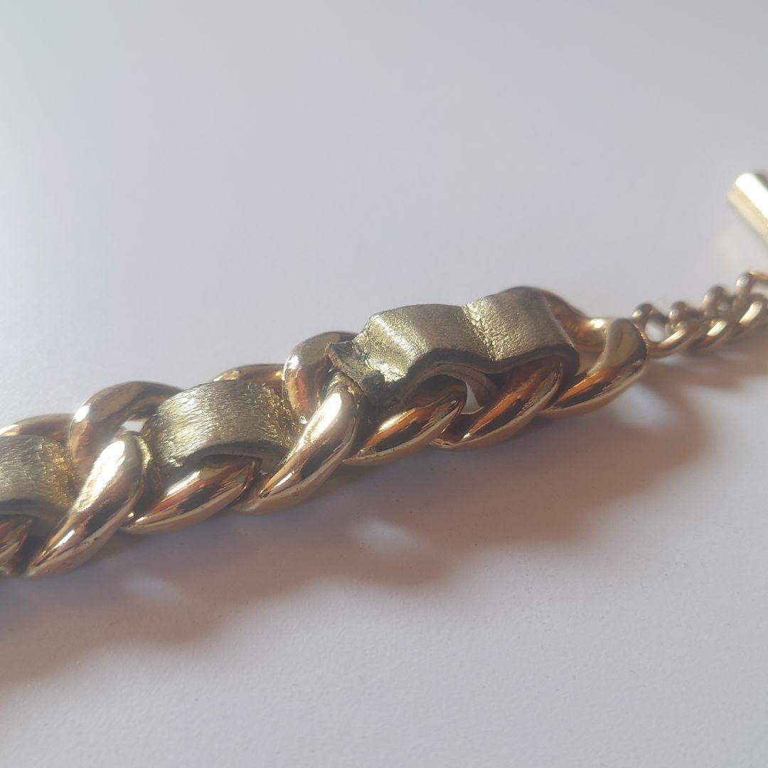 シャネル バングル チェーン Tバー 28 喜平 革 ゴールド 金具 リング